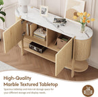 Console Table with Storage, Fluted Entryway Table with 2 Doors and Open Shelf, Long Sofa Table Behind Couch for Living Room, Hallway (Natural)