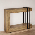 iPormis 42.5-Inch Console Table for Entryway, 2-Tier Sofa Table Behind Couch, Wood Entry Table with Storage & Metal Lines Base for Living Room, Hallway, Foyer, Rustic Brown