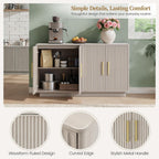 PAPROOS 55" Modern Fluted Sideboard Buffet Cabinet, Space-Saving Storage Credenza for Home Coffee Bar, 4-Door Accent Furniture with Adjustable Shelves for Clutter-Free Living (Beige Gray-1)