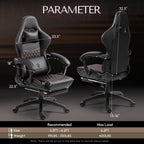 Dowinx Gaming Chair Big and Tall, Ergonomic PC Gaming Chair with Footrest & Massage, Racing Style Reclining Computer Chair for Adults, 400LBS Capacity - Heavy Duty Gamer Chair (Black)