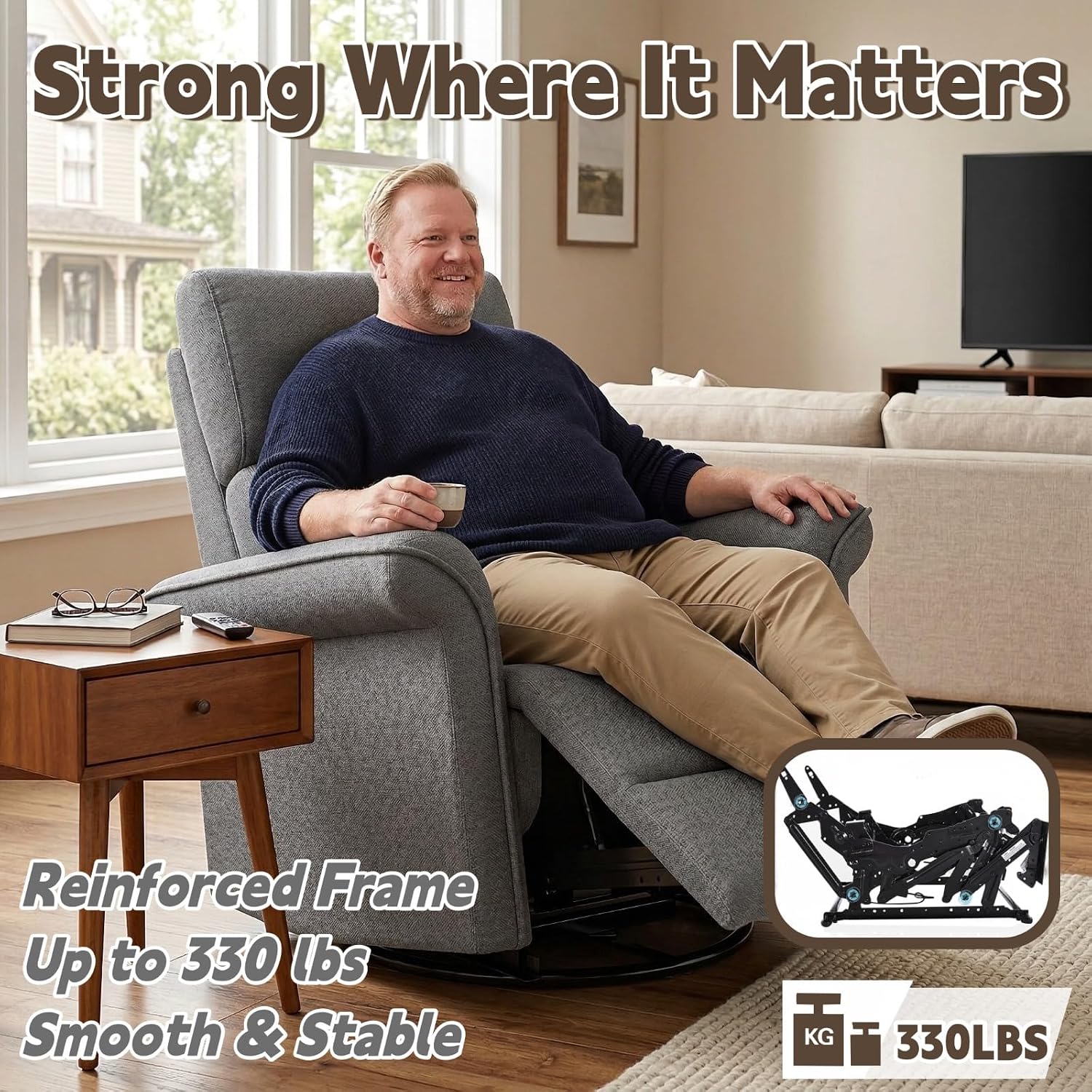 Havora Power Swivel Rocker Recliner for Nursery, Compact 29.9” Electric Glider Recliner Chair for Small Spaces, 270° Swivel, Quiet Rocking Nursing Chair for Living Room Bedroom, Dark Gray