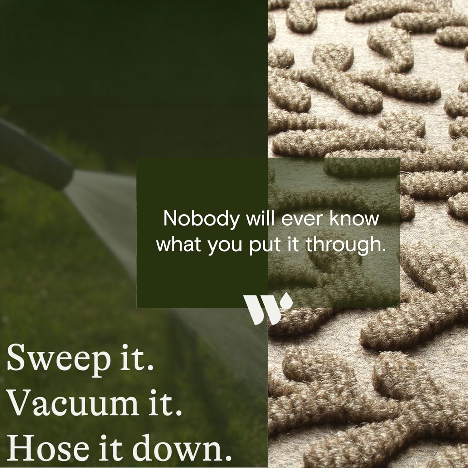 WaterHog Boxwood Front Door Mat Indoor Outdoor Entrance, Absorbent All-Weather Doormat with Non-Slip Rubber Backing, Dirt & Moisture Trapper, Low Profile & Easy Clean, Made in USA, 23"x36" Camel