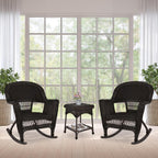 Jeco 3 Piece Rocker Wicker Chair Set, Espresso