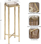 Kate and Laurel Julielle Modern Square Glass Drink Table, 7 x 7 x 22, Clear Glass and Gold, Natural Slump Glass Martini Table for Use as Small Plant Stand or Living Room Accent