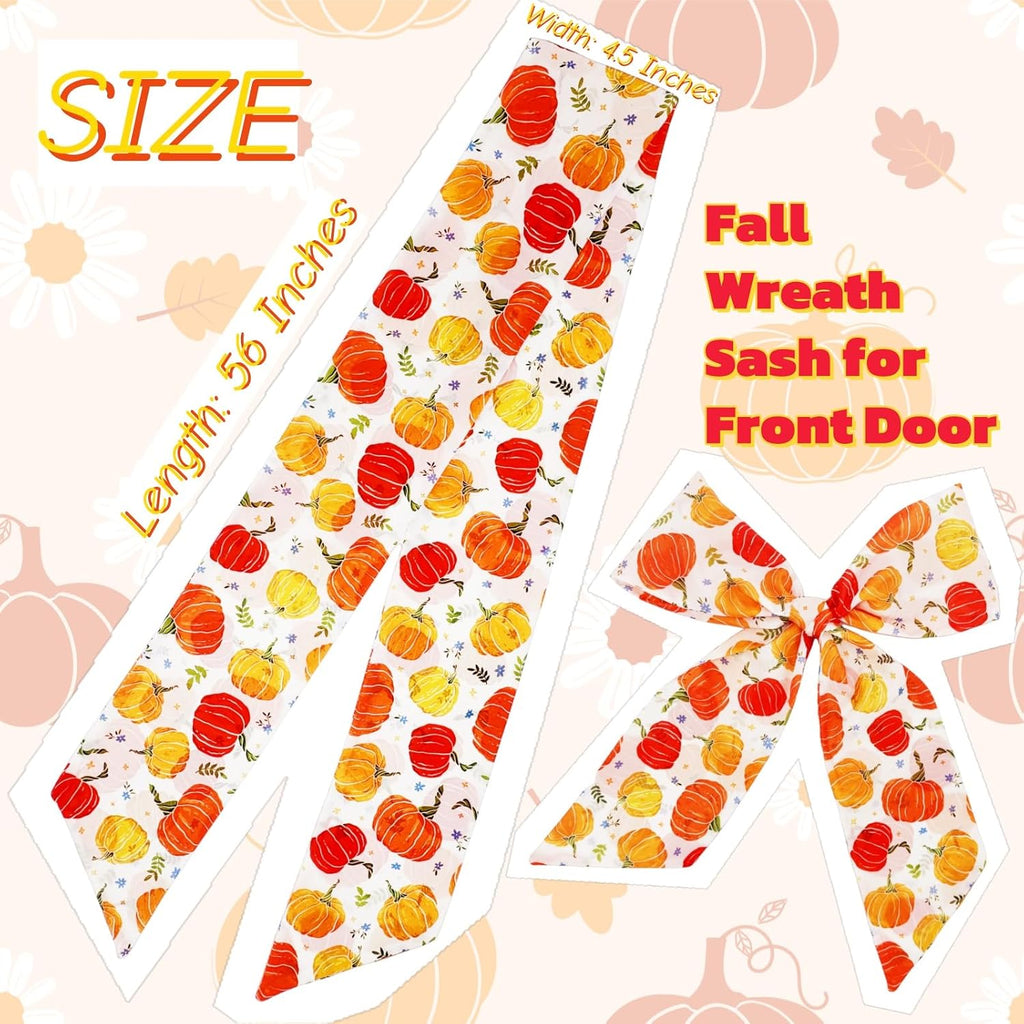 2Pcs Boxwood Wreath Sashes, Perfect Fall, Halloween, Christmas, Thanksgiving Decor, Wreath Satin Sash for Embroidery Monogram, Water Proof, No Fading, No Fear of Sun, Rain, Wind, Designed for Outdoor