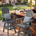 SERWALL Swivel Adirondack Barstools Set of 2, HDPE Outdoor Swivel Bar Chairs Set of 2 for Patio, Poolside, Garden, Grey