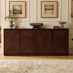 LKTART Mid Century Modern Sideboard Buffet Storage Cabinet with Doors and Shelves,Wood Coffee Bar Storage Cabinets for Kitchen, Dining Room, Living Room-Dark Walnut