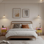 JOONEE Nightstand with Charging Station, Bedside Table with Storage Drawer, Fluted Side Table for Living Room, Bedroom