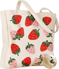 Miss Adola Embroidery Tote Bag with Pocket & Buckle - Reusable Canvas Tote for Women Cute Aesthetic Work Shopping Grocery Bag