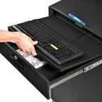 Global Industrial Mobile LCD Console Computer Cabinet for 21" Diagonal Monitors, Steel Construction, 24-1/2"W x 22-1/2"D x 55-1/2"H, Black Powder Coat Finish