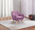 19.5" W Pink Linen Chair with Button Tufted Back and Wooden Legs