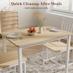 Yafylly Small Space 3 Piece Dining Table Set for 2, Compact Kitchen Table Set with 2 Chairs & Adjustable Feet, Modern Breakfast Nook Furniture for Apartment, Dorm, or Home, White