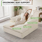 HUBSON 69" Oversized Boneless Chaise Lounge Chair Indoor, Comfy Deep Seat Sleeper Lounge Couch, Upholstered Chenille Cloud Chairs for Living Room, Bedroom, Apartment, No Assembly Required, Beige