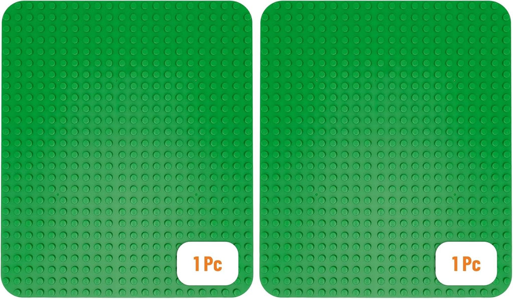 Strictly Briks Building Brick Baseplate for Building Toy Projects, Large Toy Building Sets - Compatible with Major Block Brands - 15 x 10.5 in, Green (Pack of 2)
