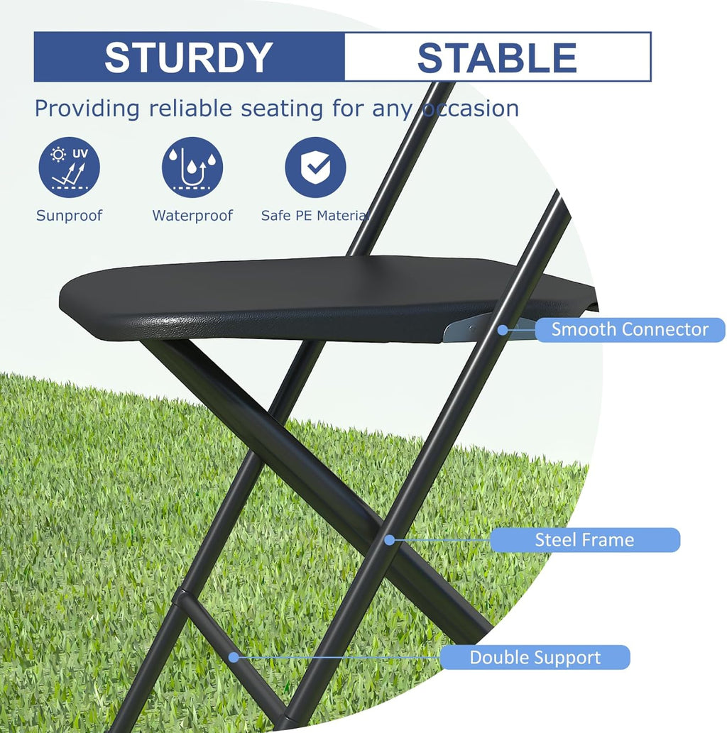 80 Pack Black Folding Chairs, Plastic Folding Chairs Outdoor Indoor, 350lb Capacity,Portable Event Chair, Lightweight Folding Chair,for Events Office Wedding Party Rental Picnic Patio