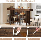 Tribesigns Large 2-Tier Bar Table, 63-Inch Mini Pub Table with Footrest, Rectangular Modern Coffee Bar Cabinet Counter Height Table for Home Kitchen, Bistro, Dining Room, Living Room, Rustic Brown