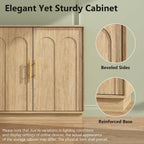 Buffet Cabinet with Storage, 2 Door Sideboard Credenza with Arch Design and Adjustable Shelves, 31.5" Modern Coffee Bar Accent Cabinets for Kitchen, Living Room, Entryway, Natural