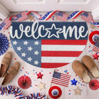 Tinideya Patriotic Welcome Doormat Outdoor 250 Anniversary 4th of July Coir Door Mat USA Red Blue White Indoor Entrance Door Mat America Non-Slip Rubber Backing for Independence Day Front Porch Decor