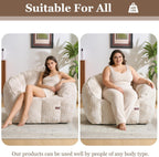 Royal Windsor Giant Bean Bag Chairs for Adults, 47 Inch Oversized Bean Bag Couch with Armrests, Lazy Floor Lounge Sofa Comfy Reading Chair for Living Room, Bedroom & Dorm, Beige