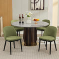 Garvee Wooden Dining Chairs Set of 4, Upholstered Kitchen Dining Room Chair, Modern Linen Fabric Farmhouse Dinner Chair with Leveling Feet/High Backrest Support for Dining Room, Living Room,Green