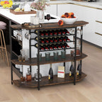 COSTWAY Wine Bar Cabinet, 3-Tier Liquor Cabinet with Power Outlets, Wine Bottle Racks, Glass Holders, Coffee Bar Cabinet, Freestanding Mini Bar Table for Kitchen, Dining Room, Pub (Rustic Brown)