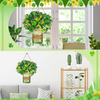 Boao St. Patrick's Day Welcome Sign Wooden Hanging Decor Farmhouse Rustic Door Decoration St. Patrick's Day Wreath Sign with Bow Ornament for Holiday Irish Home Indoor Outdoor Farmhouse Window