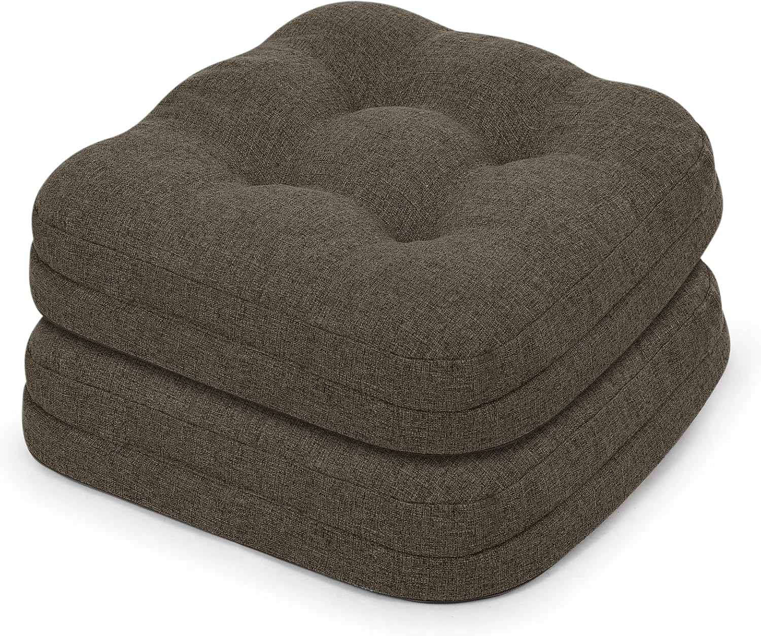 baibu Set of 2 Dining Chair Cushions, Dual-Layer Patent Design Memory Foam Kitchen Chair Cushions, Non-Slip Seat Pads with Ties, 16.5 x 16.5 x 3.5in, 2 Pack, Dark Brown