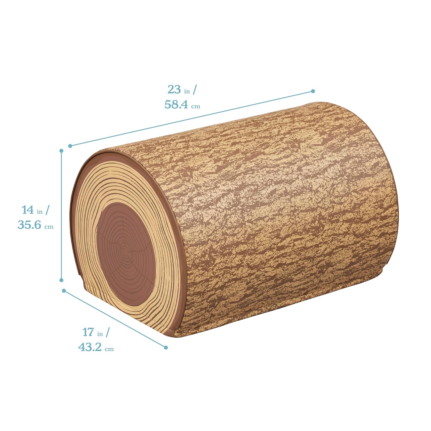 ECR4Kids SoftZone Tree Log Half Bench, 14in, Flexible Seating, Chocolate