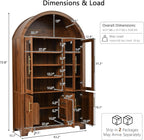 Merax 73" Tall Arched Kitchen Pantry Cabinet, Farmhouse Storage Cabinet with 3 Glass Doors, Adjustable Shelves & Door Racks, Tall Cupboard for Dining Room, Bathroom
