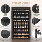 LANTEFUL Shoe Rack with Covers - 10 Tiers Tall Shoe Rack Organizer Large Capacity Shoe Shelf Storage 40 Pairs Space Saving Vertical Shoe Storage Organizer for Closet, Entryway, Dorm, Bedroom