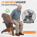 Psilvam Adirondack Chair, Oversized Poly Lumber Fire Pit Chair with Cup Holder, 350Lbs Support Patio Chairs for Garden, Weather Resistant Adirondack Chair Looks Like Real Wood (2, Brown)