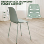 Mid Century Kitchen Chairs Set of 4,Green Plastic Dining Chairs Outdoor Chairs with Metal Legs for Living & Dining Room(4pc,Mint Green)
