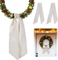 2 Pieces Wreath Sash for Front Door Natural Burlap Sash Wreath Accessories for Wedding Party Holiday Christmas Halloween Yard Outdoor Decoration