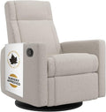 Jaymar Nelly Modern Nursery Glider Recliner Chair – Cozy Nursing Chair with 360° Swivel for New Parents, Gentle Motion, Compact Design, Lumbar Support – Made in Canada (Vanilla/Beyond Sheep Fabric)