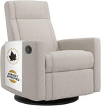 Jaymar Nelly Modern Nursery Glider Recliner Chair – Cozy Nursing Chair with 360° Swivel for New Parents, Gentle Motion, Compact Design, Lumbar Support – Made in Canada (Vanilla/Beyond Sheep Fabric)