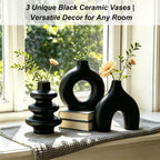 Upgraded Ceramic Vases Set for Home Decor, 3 Piece Modern Neutral Room Decor Desk Vase Bedroom Decor Flower Vase for Table Shelf Office Kitchen, Happy Birthday Gifts for Women Mom Men (Mix-3Pcs)