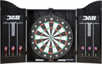 DMI Americana Dartboard Cabinet Set with 18-Inch Paper Dartboard, Reversible Baseball Game, Built-in Cricket Scoring, Darts, Chalk & Mounting Hardware – Classic Black Finish