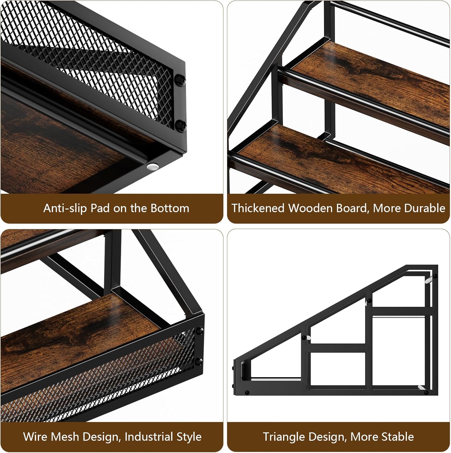 B4Life 2 Pack 3-Tier Liquor Bottle Display Shelf Bar Shelves for Liquor Bottles,Retro Liquor Shelf for Bar Liquor Whiskey, Spirits