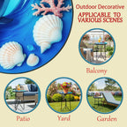 12 Inch Folding Outdoor Side Tea Table, Dolphin Shell Coral Small Accent Tables, Plant Tables Indoor, Garden or Living Room Decor Afternoon Tea Dinner Table, Simple Assembly Cast Iron Plant Stand
