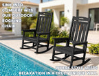 Outdoor Rocking Chair, High Back HDPE Patio Chair, All Weather Rocker Porch Chair, Lawn Chair for Deck, Porch, Backyard, Garden and Indoor, Black