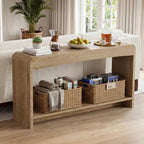 Farmhouse Entryway Table, 43.7" Console Tables for Entryway with Open Shelf, Sofa Table Behind Couch, Wooden Entry Table with Storage for Entrance, Living Room, Hallway, Natural