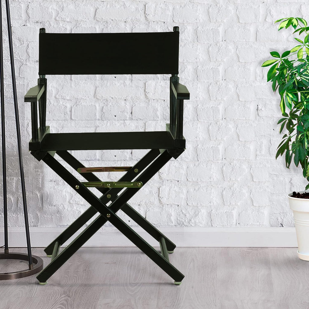 Casual Home Director's Chair,Black Frame/Black Canvas,18" - Classic Height