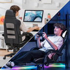 GTPLAYER Gaming Chair, High Back Leather Computer Gaming Chair with Footrest, Ergonomic Height Adjustable Office Chair with Removable Cover and Lumbar Support for Gaming and Work (White)