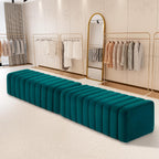 MCombo Waiting Room Benches, Guest Reception Lobby Chairs for Salon, Velvet Upholstered Ottoman for Bedroom Entryway 4698 (Green)