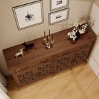 59" Accent Sideboard Buffet Cabinet with Storage,Credenza with Vintage Carved Doors and Adjustable Shelves,Entryway Cabinet,Storage Cabinet for Living Room,Dining Room,Entryway,Walnut