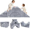 MeMoreCool Toddler Foam Climbing Couch – Modular Kids Sofa with Slide & Stairs | Convertible Sectional Play Couch for Babies & Toddlers, Glow‑in‑the‑Dark Stars, Soft Foam Playroom Furniture