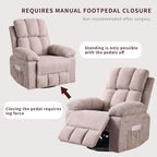Recliner Chair for Adults, 360°Swivel Rocker Chair for Living Room, Upholstered Manual Recliner with Chenille Fabric, Nursery Rocking Chair for Bedroom, Apartment (Khaki)