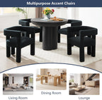 Modern Dining Chair Set of 2 / Living Room Chairs, Fabric Armchair, Upholstered Barrel Chair for Living Room Kitchen Reception (Black Teddy, Set of 6)