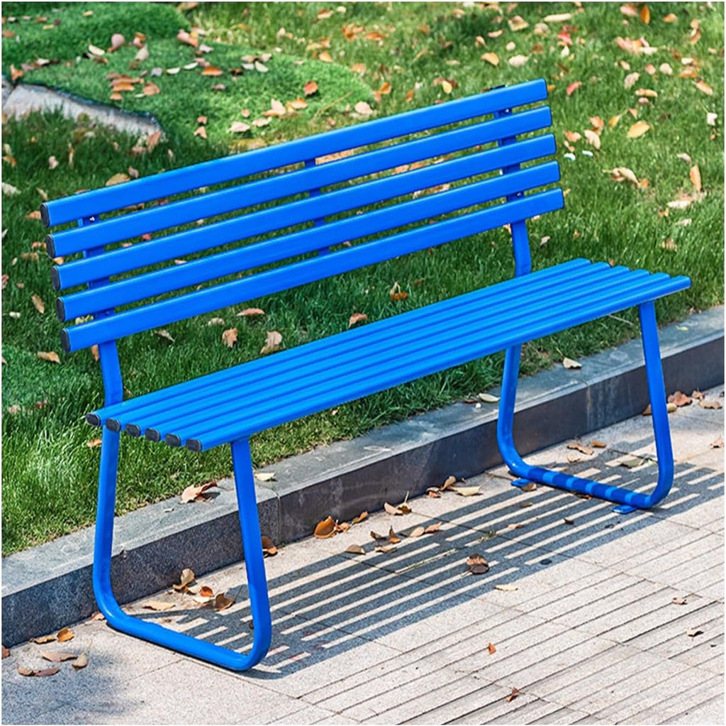 Outdoor Benches Weatherproof, Porch Benches Outdoor, It Features Strong Load Bearing Capacity and is Suitable for Porches, Lawns, Gardens, and Courtyards.(Blue,with Backrest)