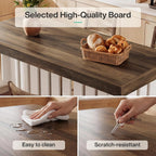 Tribesigns 55" Kitchen Island, Farmhouse Large Stationary Wood Table with Sturdy Base, Freestanding with Large Worktop & Leg Room for Kitchen, Dining Room (White and Brown)